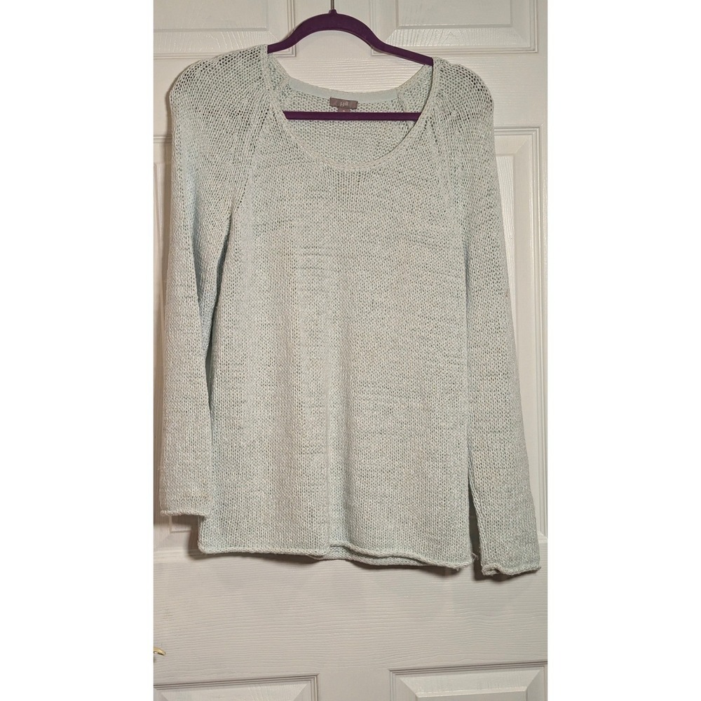 J.Jill Sweater M Blue Cotton Nylon Knit Crew Neck Long Sleeve Lightweight - Picture 3 of 8